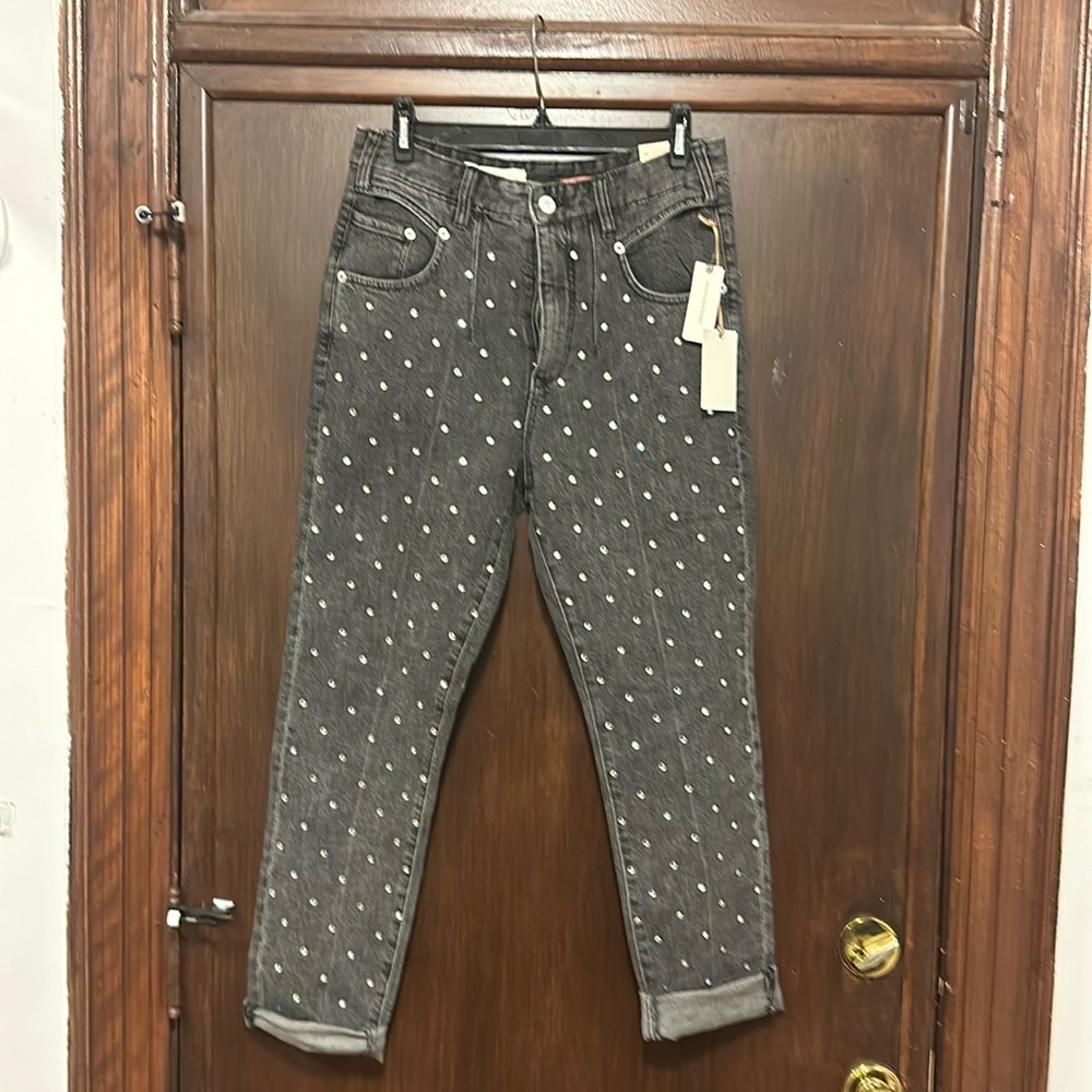 Pilcro Ultra High-Rise Beaded Straight Jeans NWT